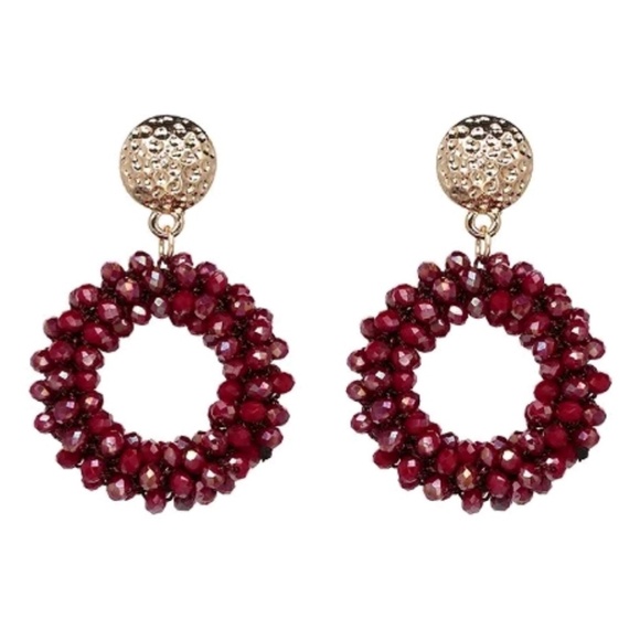 Handmade red crystal beaded earrings (2 options) - Picture 2 of 3